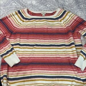 L.L. Bean Striped Crew Neck Sweater in Red, Yellow, and Blue